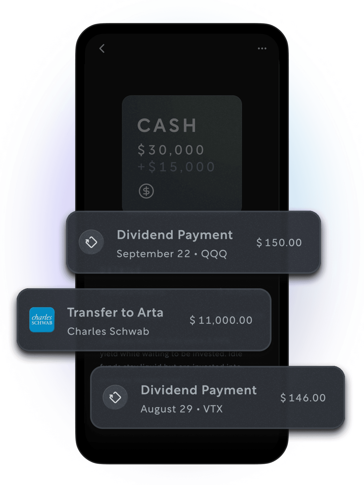 Preview of sample transaction history on a mobile device